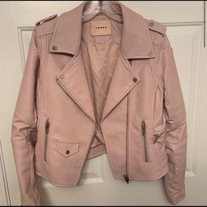 BlankNYC Faux Leather Moto Jacket in blush